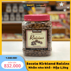 SOCOLA KIRKLAND RAISINS NHÂN NHO KHÔ - HỘP 1,5KG