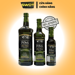 Dầu Ô-Liu PONS của Tây Ban Nha, dùng trực tiếp hoặc chế biến các món ăn: trộn salad, làm nước sốt, thích hợp cho người ăn chay - SWOT