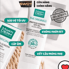 Kem Chống Nắng MartiDerm The Originals Proteos Screen Fluid Cream SPF50 40ML của Tây Ban Nha, chống nắng hiệu quả, bảo vệ tối ưu, cấp ẩm, kết cấu mỏng nhẹ, không nhờn rít - SWOT