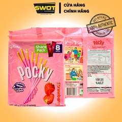 BÁNH QUE POCKY - CHOCOLATE / STRAWBERRY / COOKIES CREAM Share Pack, 8 Gói - SWOT