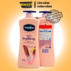 Sữa dưỡng thể Vaseline Essential Healing / Daily Brightening Chai 725ml, Dưỡng ẩm sâu, giúp cải thiện và duy trì làn da mềm mại, mịn màng - SWOT