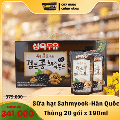 Thùng 20 Sữa hạt Óc Chó, Đậu Đen, Hạnh Nhân Sahmyook Hàn Quốc 190ml