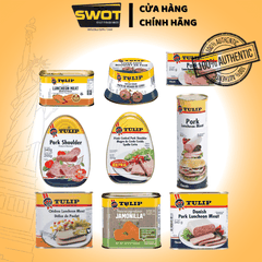 Thịt hộp Tulip của Đan Mạch 340g, Thịt hộp Mỹ cao cấp, nguyên vị heo và gà truyền thống, siêu thơm ngon