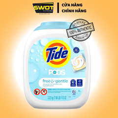 Viên giặt xả Tide Pods Free&Gentlea Mỹ 3.22kg 152 Viên giặt da nhạy cảm tẩy sạch vết bẩn mềm vải - SWOT