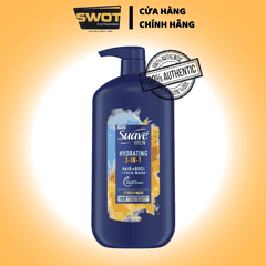 Sữa tắm gội Suave Men Hydrating 3in1 cho Nam của Mỹ chai 887ml - với công nghệ Triple Action cho khả năng làm sạch sâu, đánh bay dầu, mồ hôi, chất bẩn, dưỡng ẩm, hương thơm cam quýt và xạ hương tươi mát  - SWOT