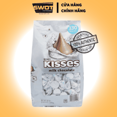 Socola sữa Hershey's Kisses Milk Mỹ 1.58kg 330 viên, Chocolate kem sữa vị đắng vừa không ngọt gắt, chính hãng Hershey Mỹ
