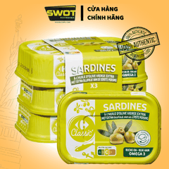 Cá mòi Sardines Pháp 135g, Cá mòi ngâm dầu hướng dương Pháp thượng hạng, thơm ngon đặc biệt, giàu chất dinh dưỡng