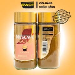 Cà phê hoà tan Nescafé Gold Crema 100gr, Cà phê hòa tan sấy lạnh không đường cao cấp, thơm ngon thượng hạng - SWOT