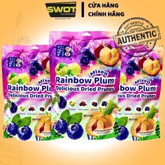 Ô Mai Xí Muội 4 vị COLORFUL PLUM 408g, Omai Ximuoi Mix Vị Trái Cây, Ăn Vặt Dẻo Giòn Chua Ngọt Vừa Phải, Kẹo Ô Mai Mix Vị Snack Food - SWOT