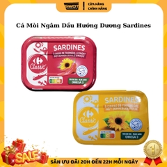 Cá mòi Sardines Pháp 135g, Cá mòi ngâm dầu hướng dương Pháp thượng hạng, thơm ngon đặc biệt, giàu chất dinh dưỡng