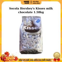 Socola sữa Hershey's Kisses Milk Mỹ 1.58kg 330 viên, Chocolate kem sữa vị đắng vừa không ngọt gắt, chính hãng Hershey Mỹ