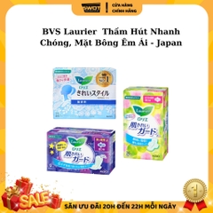 Băng vệ sinh Laurier Nhật Bản, Băng vệ sinh thấm hút siêu nhanh, khử mùi kháng khuẩn, mặt bông êm ái