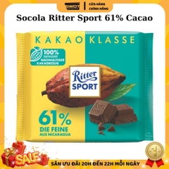 Socola Ritter Sport Đức nhiều vị 100g, Socola Đức cao cấp, thơm ngon hảo hạng, đậm vị cacao thơm béo
