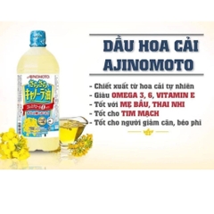 Dầu ăn hoa cải Ajinomoto Nhật Bản 1Kg, Dầu ăn thực vật tốt cho sức khỏe, hỗ trợ tim mạch ít chất béo