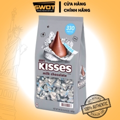 Socola sữa Hershey's Kisses Milk Mỹ 1.58kg 330 viên, Chocolate kem sữa vị đắng vừa không ngọt gắt, chính hãng Hershey Mỹ