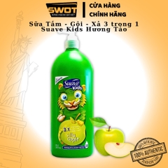 Sữa tắm gội xả Suave Kids Mỹ 3in1 1.18L, Sữa tắm gội xả trẻ em hương dấu hàng Mỹ cao cấp, sạch thơm an toàn cho bé- SWOT
