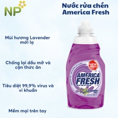 Nước rửa chén America Fresh Mỹ 520ml, Nước rửa bát diệt khuẩn khử mùi, thành phần lành tính an toàn