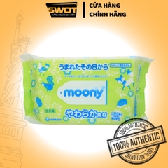 Khăn giấy ướt Moony Nhật Bản 80 tờ, Gói khăn giấy nội địa Nhật cao cấp, mềm mại, dịu nhẹ, không mùi
