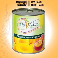 Đào ngâm đường Pavlides 820g, Đào cắt nửa trái ngâm thơm ngon thượng hạng, Đào đóng hộp tiện lợi