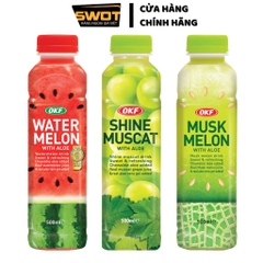 Nước trái cây thạch nha đam OKF Hàn Quốc 500ml nhiều vị, Nước ép trái cây tươi, giàu dinh dưỡng
