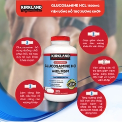 Glucosamine & MSM 1500mg 375 viên Kirkland Signature, viên uống giảm đau xương khớp, khớp khỏe mạnh - SWOT