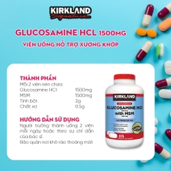 Glucosamine & MSM 1500mg 375 viên Kirkland Signature, viên uống giảm đau xương khớp, khớp khỏe mạnh - SWOT