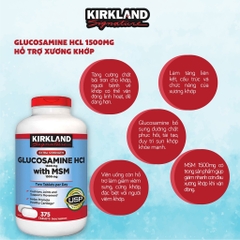 Glucosamine & MSM 1500mg 375 viên Kirkland Signature, viên uống giảm đau xương khớp, khớp khỏe mạnh - SWOT