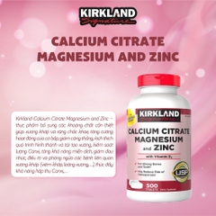 Viên uống canxi, magie, kẽm Kirkland Signature Calcium Citrate Magnesium And Zinc 500mg 500 viên