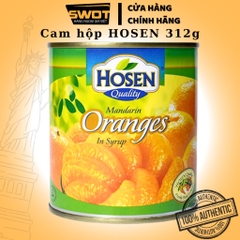 Trái cây ngâm đường Hosen Singapore nhiều vị, Đào, Vải, Cam Dứa, Thơm, Củ Năng đóng hộp thơm ngon
