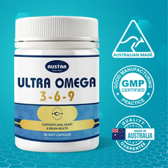 Viên Uống Austar Ultra Omega 3-6-9  - Bổ Não, Đẹp Da, Khỏe Tim ( 60 viên)