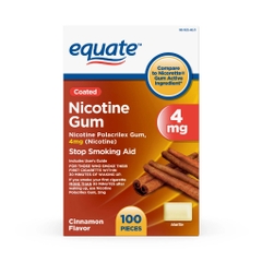 Kẹo cao su cai thuốc lá hương quế equate nicotine polacrilex coated gum 4 mg, cinnamon flavor, stop smoking aid (100 viên )