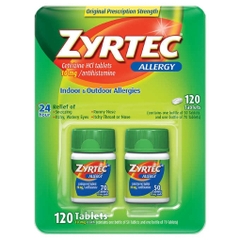 Viên uống chống dị ứng mũi zyrtec allergy antihistamine cetirizine hcl 10 mg