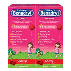 Thuốc chống dị ứng dành cho trẻ em dạng lỏng benadryl children's dye - free allergy liquid diphenhydramine hcl, 2 pack