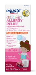 Thuốc giảm dị ứng dành cho trẻ em dạng lỏng equate children's allergy relief diphenhydramine oral solution, antihistamine - cherry flavor
