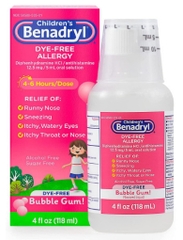 Thuốc chống dị ứng dành cho trẻ em dạng lỏng benadryl children's dye - free allergy liquid diphenhydramine hcl