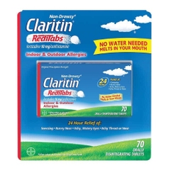 Viên ngậm chống dị ứng không gây buồn ngủ claritin 24 hour non-drowsy allergy reditabs, 10 mg, (70 viên)