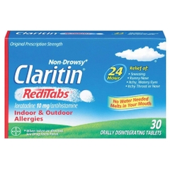 Viên ngậm chống dị ứng không gây buồn ngủ claritin 24 hour non-drowsy allergy reditabs, 10 mg, (30 viên)