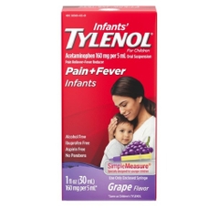 Siro giảm đau và hạ sốt dành cho trẻ sơ sinh hương nho infants' tylenol pain reliever - fever reducer oral suspension medicine, grape flavor