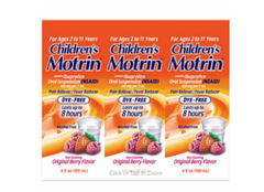 Siro giảm đau hạ sốt dành cho trẻ em từ 2-11 tuổi children's motrin pain reliever / fever reducer oral suspension medicine, berry flavor, 3 pack
