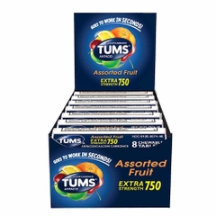Kẹo ngậm giảm đầy hơi khó tiêu tums extra strength 750 antacid, assorrted fruit