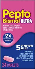 Viên uống giảm 5 triệu chứng dạ dày, tiêu hóa pepto bismol ultra 5 symptom digestive relief caplets, 24 viên