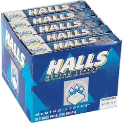 Kẹo ngậm trị ho halls cough drops, mentho-lyptus