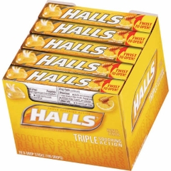 Kẹo ngậm trị ho halls cough drops, honey-lemon