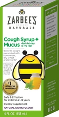 Siro trị ho, long đờm hương nho dành cho trẻ em zarbee's naturals children's cough syrup + mucus, natural grape flavor