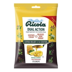 Kẹo ngậm trị ho nặng ricola dual action lemon drops, 175 drops