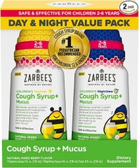 Siro ho + chất nhầy ngày và đêm - zarbee’s kids cough + mucus day/night value pack for children 2-6 ( 1 daytime syrups ; 1 nightime syrup)( 4 oz / chai)