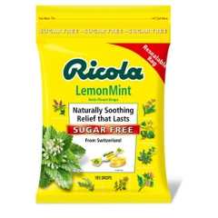 Kẹo ngậm trị ho không đường ricola sugar free lemon mint cough drops, 1 pack