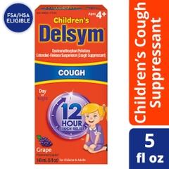 Siro giảm ho dành cho trẻ em từ 4 tuổi trở lên hương vị nho delsym children's cough suppressant liquid, grape flavor, (5 oz)