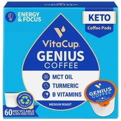 Cà phê rang xay dạng cốc vitacup genius coffee pods, infused w/ mct oil, turmeric, vitaminms