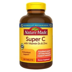 Viên uống hỗ trợ miễn dịch Nature Made Super C with Vitamin D3 & Zinc, 200 viên